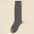 Dark grey women's bamboo fiber socks with ruffled loose top design, lightweight and breathable. - Dark Gray