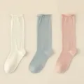 Women casual rolled top cotton socks, soft breathable plus size daily wear three colors - 3 Pieces/Pack / White + Light Blue + Light Pink