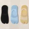 Calzini da dito in cotone traspirante da donna estate sottile invisibile antiscivolo tabi - Taglia Unica (34-39) / Nero & Azzurro & Giallo Chiaro