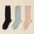 Women bamboo fiber slouch socks variant with cute rolled edge in black, blue and pink colors. - 3 Pieces/Pack / Black + Light Blue + Light Pink