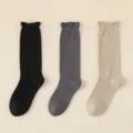 Women's bamboo fiber slouch socks spring summer rolled cuff breathable plus size casual - 3 Pieces/Pack / Black+Dark Grey+Khaki