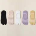 Calzini da barca a due dita estate sottile traspirante rete antiscivolo invisibili per donna - Taglia Unica (34-39) / Nero & Nude & Bianco Lattescente & Viola Chiaro & Giallo Chiaro