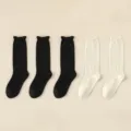 Women bamboo fiber slouch socks set, breathable thin rolled cuff crew socks for daily wear - 5 Pairs/Pack / 3 Pairs Black + 2 Pairs White
