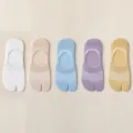 Calzini a due dita donna estivi sottili traspiranti a rete separati antiscivolo invisibili - Taglia Unica (34-39) / Bianco Lattescente & Nude & Azzurro & Viola Chiaro & Giallo Chiaro
