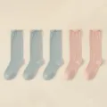 Bamboo fiber women socks spring summer thin cute ruffles stack socks comfortable breathable 5 pairs - 5 Pairs/Pack / Light Blue 3 Pairs + Light Pink 2 Pairs