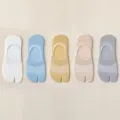 Calzini fantasmino in cotone donna a due dita, comodi sottili antiscivolo tabi invisibili. - Taglia Unica (34-39) / Bianco Lattescente & Azzurro & Giallo Chiaro & Nude & Grigio Chiaro