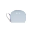 Light blue PU leather mini card holder wallet with cute cat pattern and wrist strap - Blue
