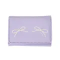 Korean style purple trifold wallet for women with bow and pearl accents - Purple