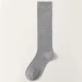 Chaussettes longues homme gris habillées affaires coton genou chaussettes unies confortables - Gris clair