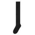 Classic solid black over-the-knee long socks, flat lay front view for women spring wear. - 874 (One Size 34-39) / Black