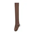 Calcetines largos marrones lisos para mujer, variante de estilo diario y de moda. - Talla Única (34-39) / Café