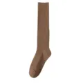 Braune gerippte Kniestruempfe, stilvolle gestrickte Kompressionssoeckchen fuer Herbst und Fruehling. - T99 Einheitsgröße (34-40) / Kaffeebraun