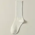 Einfarbige gerippte Baumwollsocken Damen Wadenhoch atmungsaktiv vielseitiger Herbst Winter Stil. - J23 Einheitsgröße (34-40) / Weiß