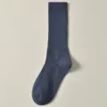 Dunkelblaue einfarbige Baumwollsocken, weiche Rippstrick-Wadenstrümpfe für Damen Alltag. - J23 Einheitsgröße (34-40) / Saphirblau