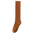 Calze alte a coste marroni da donna, lunghe calze in cotone morbido per ogni outfit. - T99 Taglia unica (34-40) / arancio-rosso