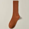 Solid color long cotton socks for women, comfortable autumn winter daily wear hosiery. - J23 One Size (34-40) / Caramel color