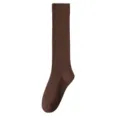 Calze alte a coste marroni da donna, eleganti calze lunghe in cotone per autunno quotidiano. - T99 Taglia unica (34-40) / Cachi
