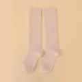Women solid color knee-high compression slimming socks casual autumn winter hosiery basic style - 606 (One Size 34-39) / Nude