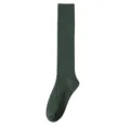 Calze al ginocchio a costine verde scuro da donna, calze lunghe elasticizzate in cotone. - T99 Taglia unica (34-40) / Verde Scuro