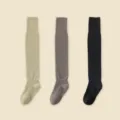 Women winter thermal over knee high socks warm thick brushed thigh high stockings 3 pairs - One Size (34-40) / Grass Green + Gray + Black