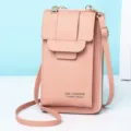Elegante borsa per cellulare a tracolla in pelle rosa con tracolla regolabile donna - Rosa chiaro