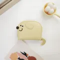 Cute dachshund dog shaped accordion card holder wallet in light yellow PU leather finish - Yellow