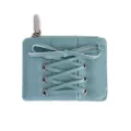 Stylish light blue short women's coin purse with elegant lace-up bow design in ins style - Green