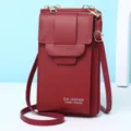 Elegante borsa a tracolla rossa da donna per cellulare con cinturino regolabile. - Rosso