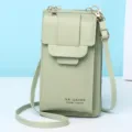 Borsa a tracolla per cellulare verde salvia minimalista e portafoglio compatto con tracolla - Verde