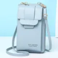 Semplice borsa a tracolla alla moda in azzurro per cellulare e portafoglio donna - Blu