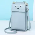 Hellblaue Mini-Umhängetasche für Handys mit süßem Cartoon-Hundegesicht für Damen - Blau