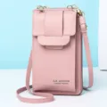 Elegante borsa a tracolla rosa per cellulare e portafoglio donna con tracolla regolabile - Rosa