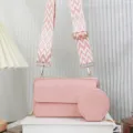 Elegante borsa a tracolla rosa per cellulare con portamonete rotondo e ampia tracolla a motivi - Rosa
