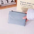 Compact light blue minimalist card holder wallet for women - Blue
