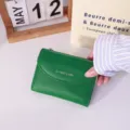 Green minimalist faux leather card wallet for students - Green