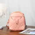 Elegant soft pink quilted mini leather backpack and crossbody bag for daily women style - Pink