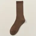 Herren braune gerippte Mittelsocken aus Baumwolle, bequeme Herbst- und Winter-Täglichkleidung. - H118 (Einheitsgröße 39-46) / Kaffeebraun