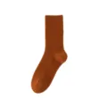 Caramel brown knitted winter warm women crew socks with ribbed texture, soft and cozy daily wear. - JL65 (One Size 34-40) / JL65 Orange