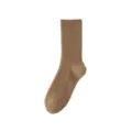 Women solid color ribbed winter warm knit mid-tube casual socks in brown fashion apparel basic - JL65 (One Size 34-40) / JL65 Coffee
