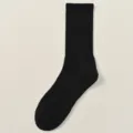 Herren lange dicke schwarze Baumwoll-Rippen-Socken für Herbst und Winter täglich. - H118 (Einheitsgröße 39-46) / Schwarz