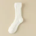 Chaussettes chaudes d'hiver pour hommes en polaire corail épaissie, douces et moelleuses. - Taille Unique 39-45 / Blanc Mi-tube