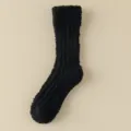 Chaussettes épaisses en polaire corail homme hiver chaud noir mi-haute variante. - Taille Unique 39-45 / Noir Mi-tube