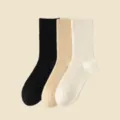 Women Winter Warmth Rabbit Hair Mid Tube Socks Three Colors Black Beige White Variant - JL65 (One Size 34-40) / JL65 Black + Khaki + White