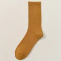 Dicke Baumwoll-Herrensocken in Senfgelb, Rippstrick-Design, bequeme Socken für den Alltag. - H118 (Einheitsgröße 39-46) / Kurkuma