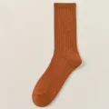 Dicke Herren Baumwoll Socken in Braun, bequemes geripptes Design fuer den Herbst Winter. - H118 (Einheitsgröße 39-46) / Karamellbraun