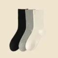 Women winter warm rabbit hair socks thick cozy mid tube solid color socks black grey white - JL65 (One Size 34-40) / JL65 Black + Grey + White