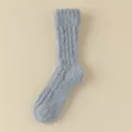 Chaussettes homme en polaire corail épaisse, gris hiver chaud maison ultra-douces - Taille Unique 39-45 / Bleu Gris Mi-Bas