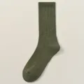 Herren dicke Baumwoll Rippstrick Socken in Olivgrün, bequeme Wintersocken für Herren. - H118 (Einheitsgröße 39-46) / Dunkelgrün
