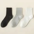 Chaussettes mi-mollet pour hommes en modal noir, gris et blanc, fines respirantes. - M90 (taille unique 39-45) / M90 Noir + gris clair + blanc