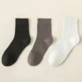 Chaussettes mi-bas modal homme uni respirant fin noir gris blanc couleur variante - M90 (taille unique 39-45) / M90 Noir + gris foncé + blanc